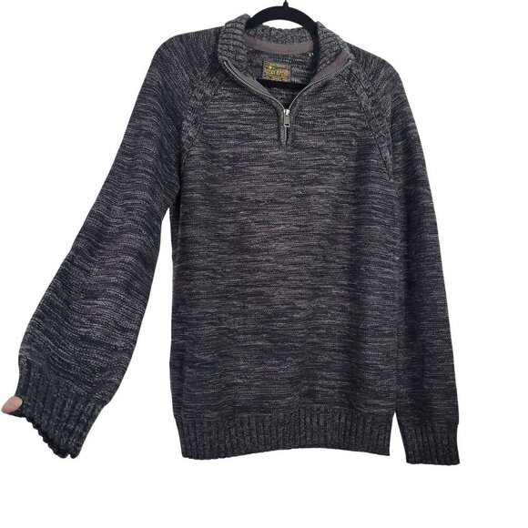 Lucky Brand Men's 1/4 Zip Heathered Grey Knit Pullover Sweater Size Small - Picture 1 of 10